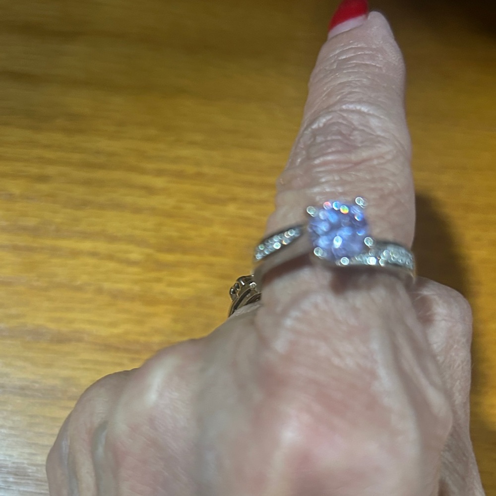 Classic Solitaire Silver Ring With Pink Center St… - image 3